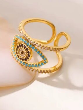 Adjustable Evil Eye Statement Ring